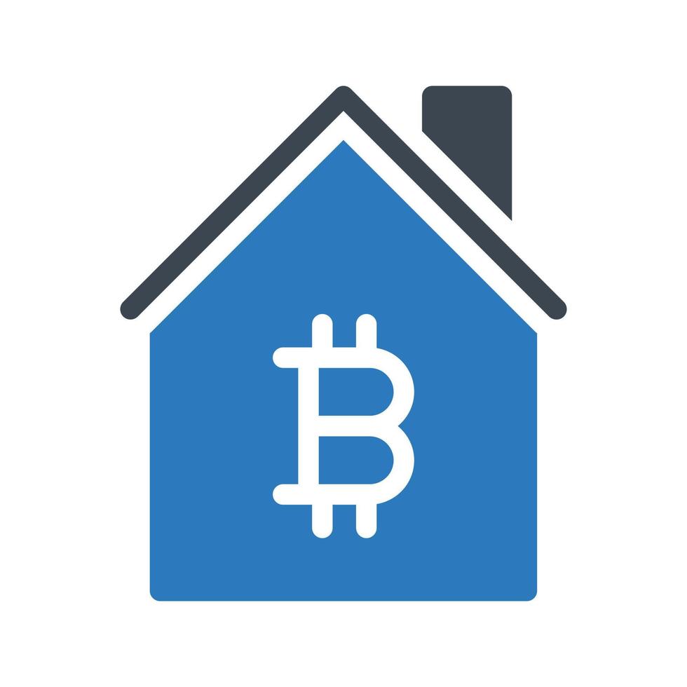 ilustración de vector de casa bitcoin en un fondo. símbolos de calidad premium. iconos vectoriales para concepto y diseño gráfico.