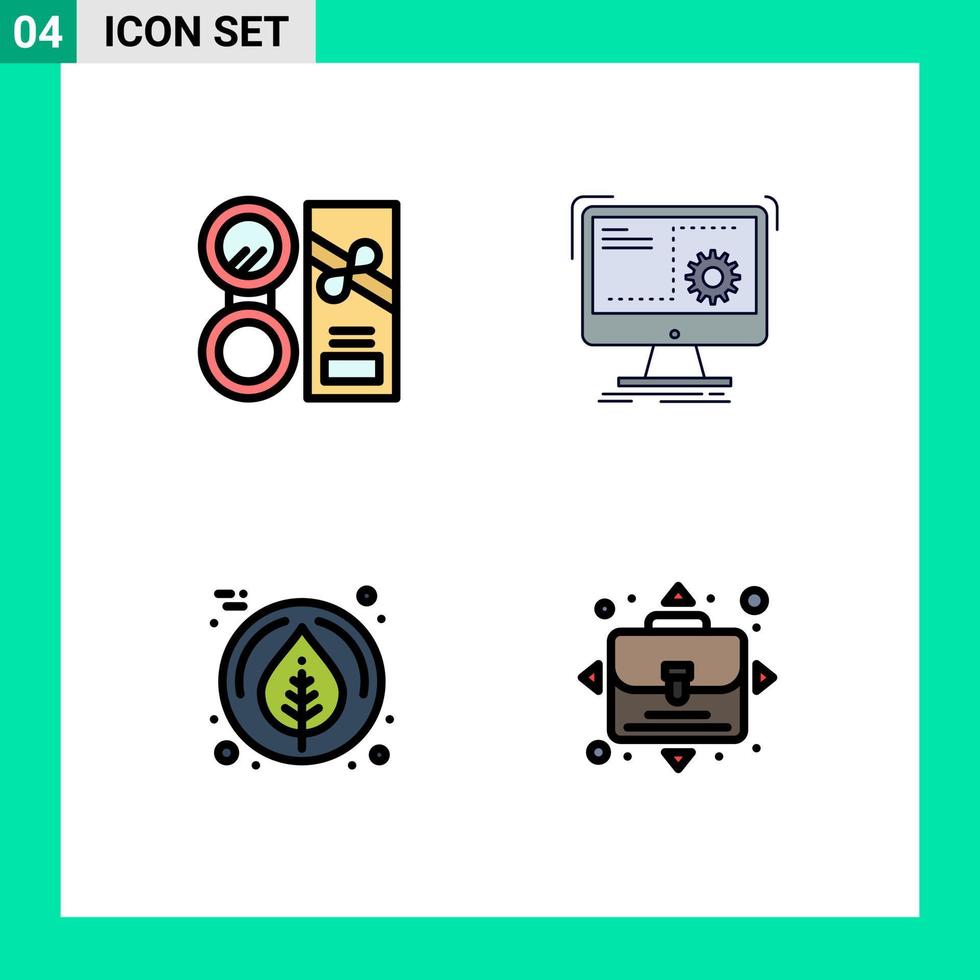Pictogram Set of 4 Simple Filledline Flat Colors of make up progress make computer maple Editable Vector Design Elements