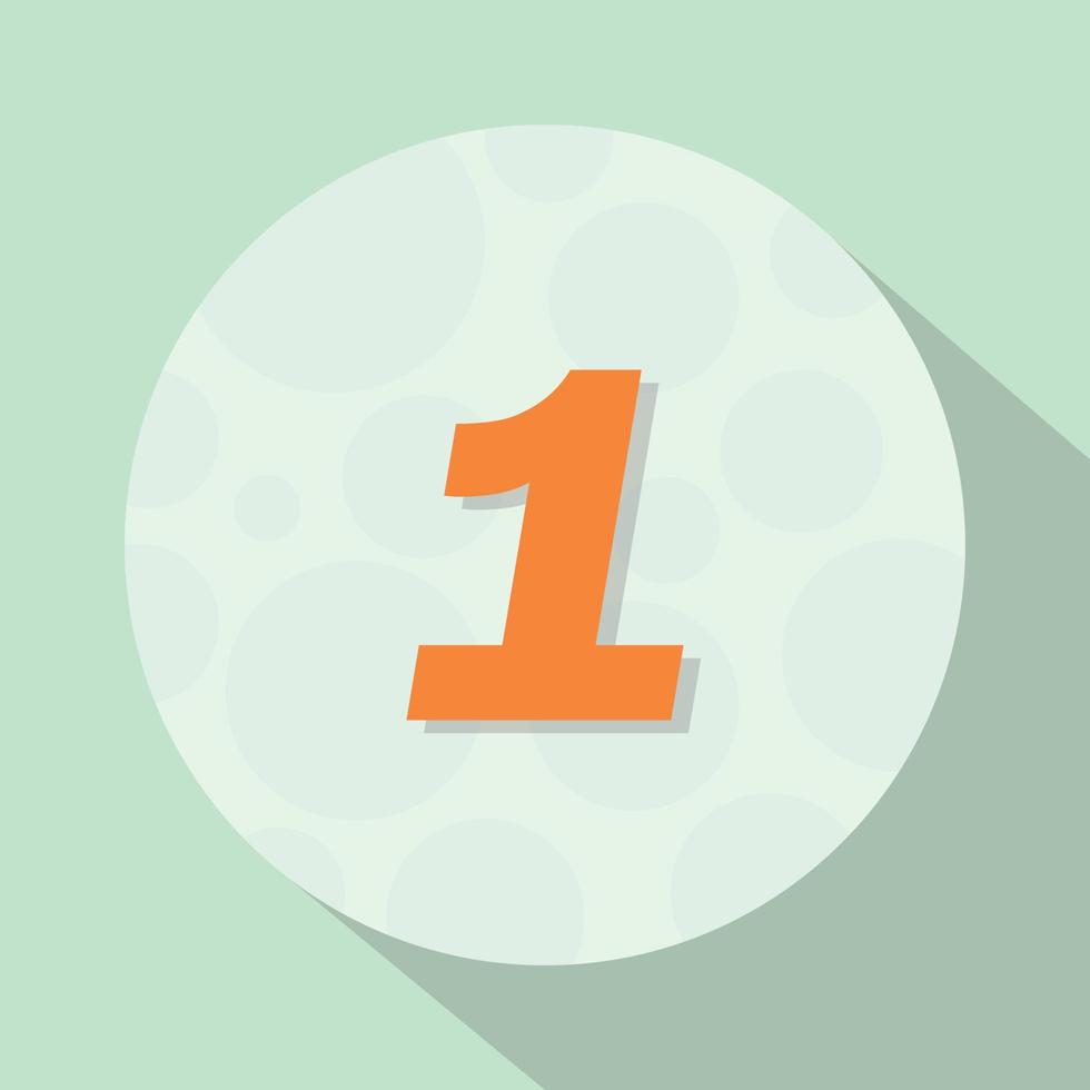 number one 1 illustration with flat style in circle with long shadow vector graphic illustration
