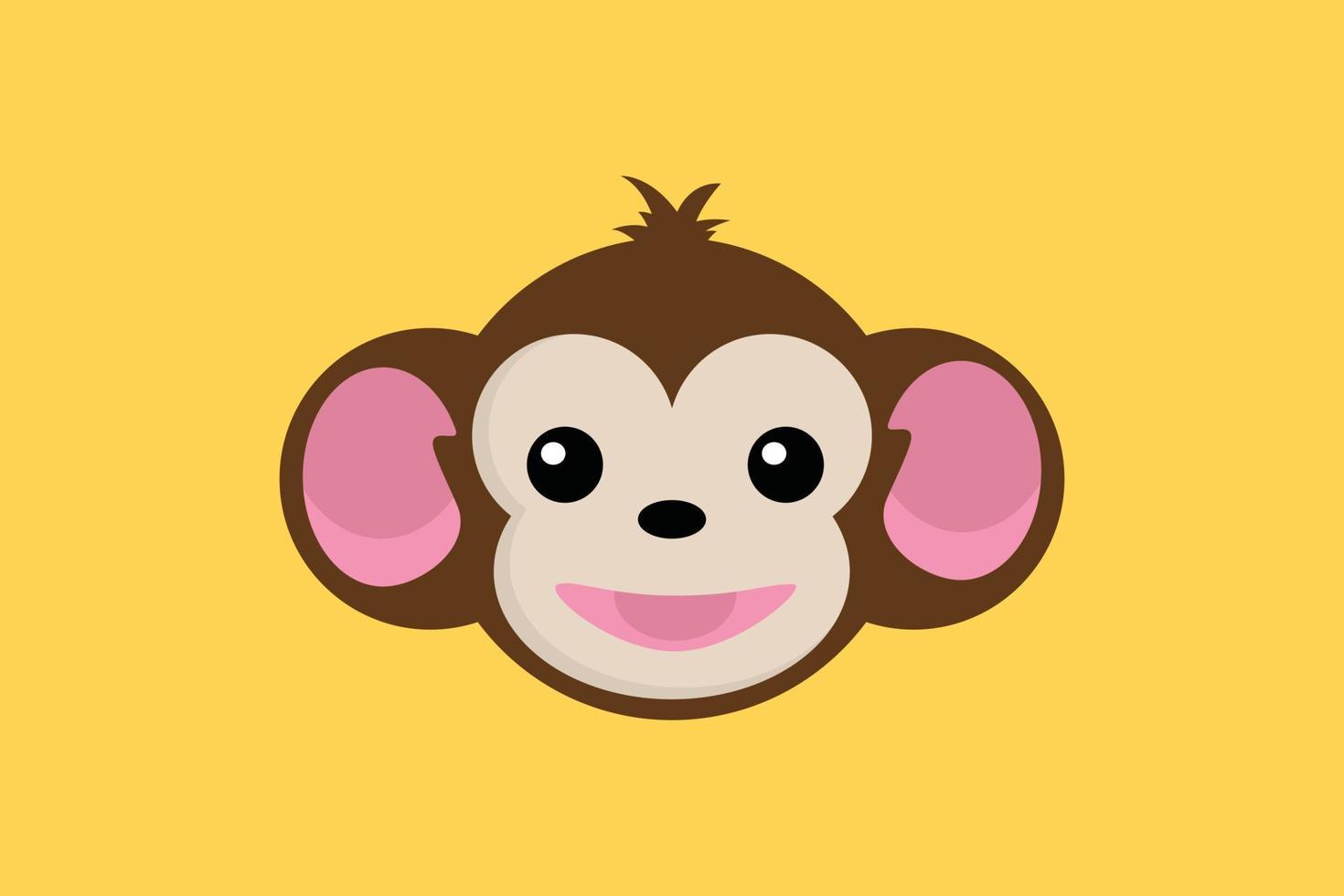 monkey smile close up face with yellow background vector