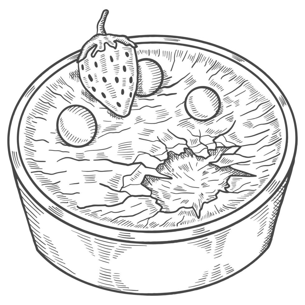 creme brulle france dessert snack isolated doodle hand drawn sketch with outline style vector illustration
