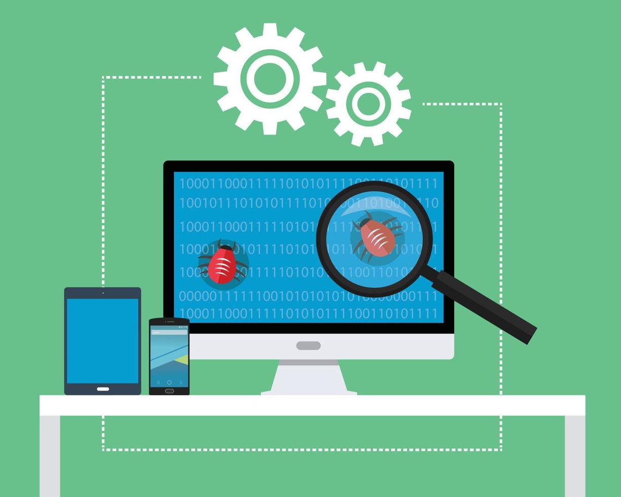 prueba de software todos los dispositivos encuentran errores y probador vector