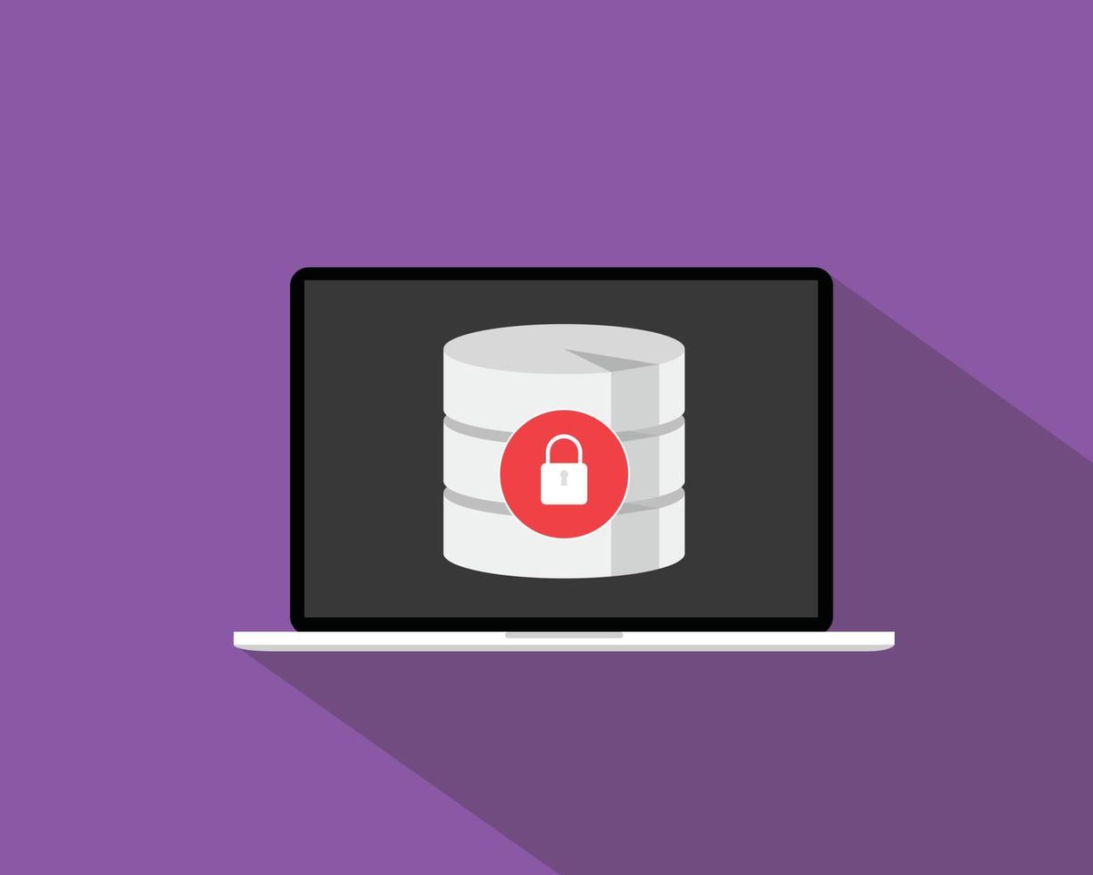 database security lock and notebook vector flat