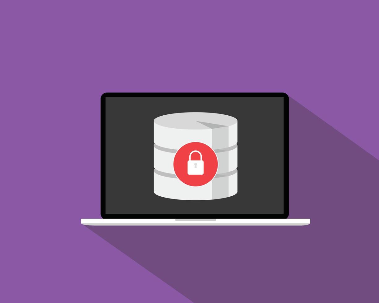 bloqueo de seguridad de la base de datos y vector plano del cuaderno