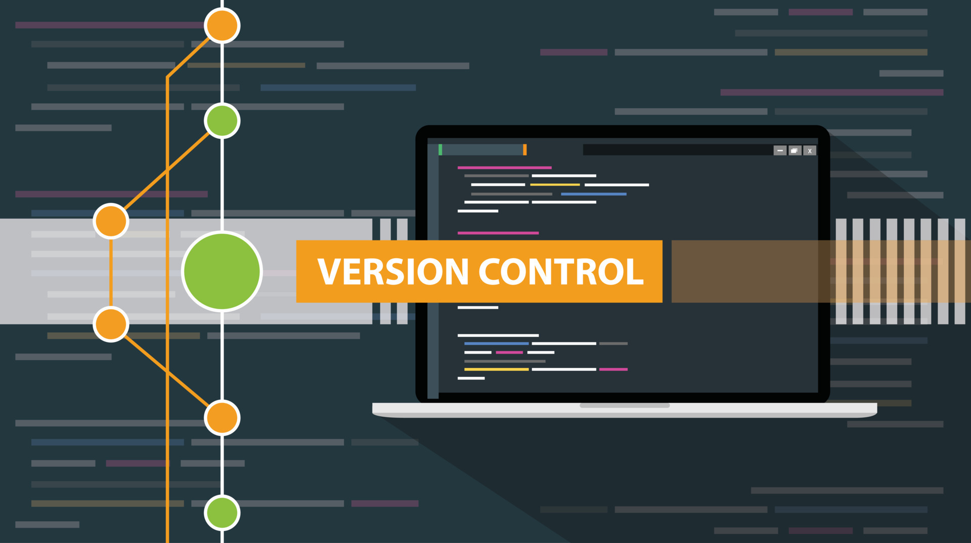 version control git programming script development with laptop and line ...
