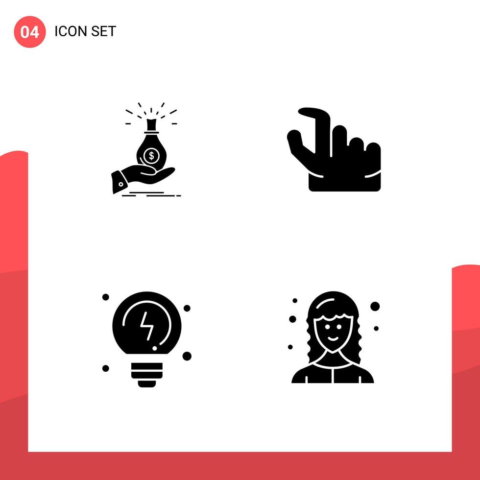 paquete de 4 iconos de glifos universales para medios impresos sobre fondo blanco fondo de vector de icono negro creativo