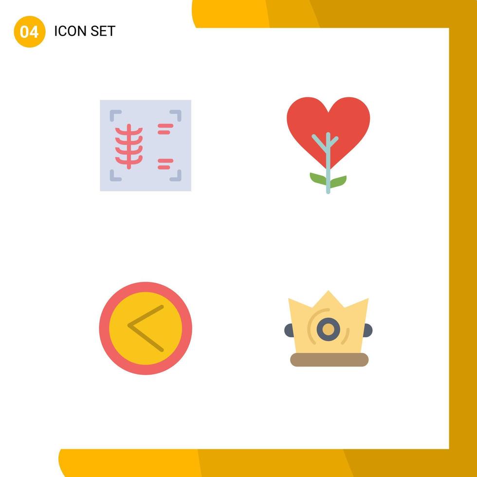 4 Universal Flat Icons Set for Web and Mobile Applications chest interface heart tree user Editable Vector Design Elements