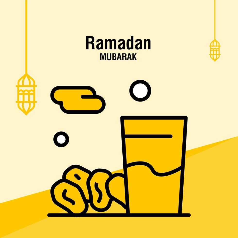 plantilla de saludo ramadan kareem media luna islámica y linterna árabe ilustración vectorial vector