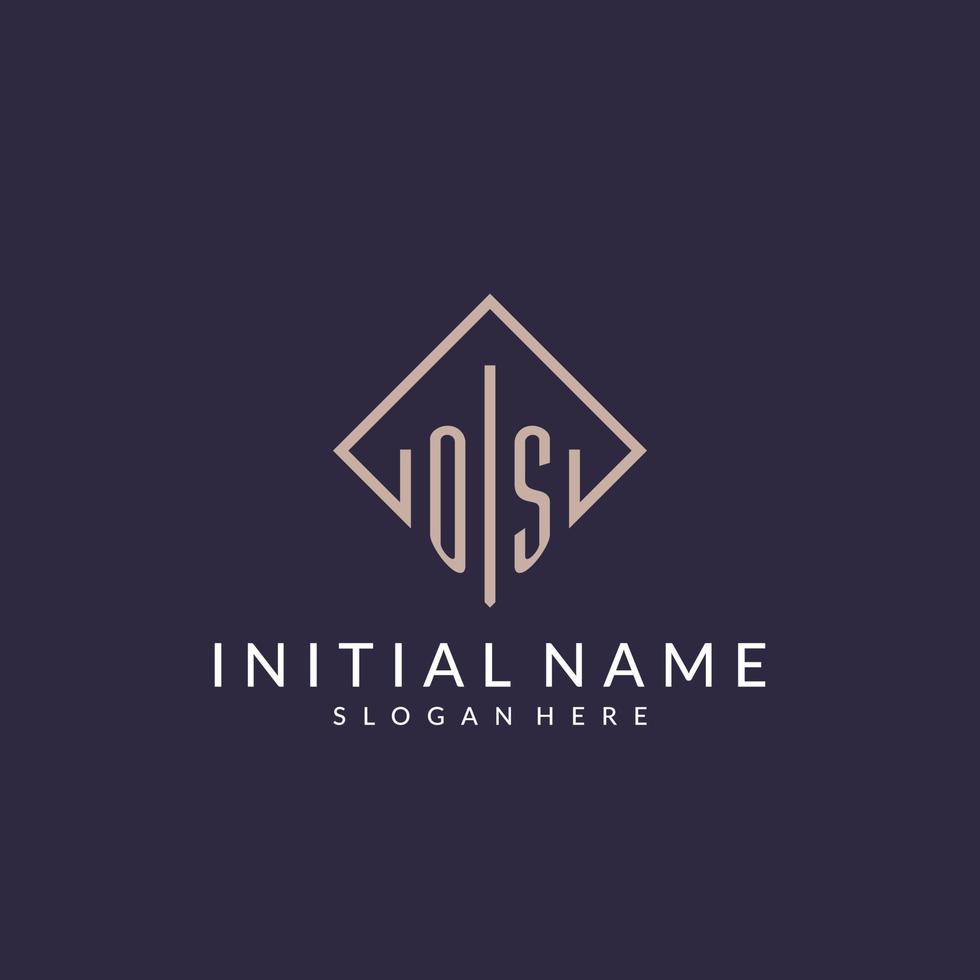 OS initial monogram logo with rectangle style design vector