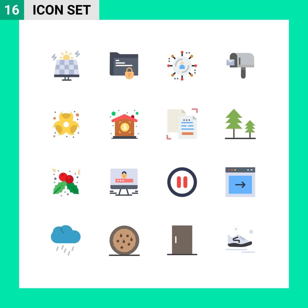 Group of 16 Modern Flat Colors Set for chemical chemical safe folder shopping box Editable Pack of Creative Vector Design Elements