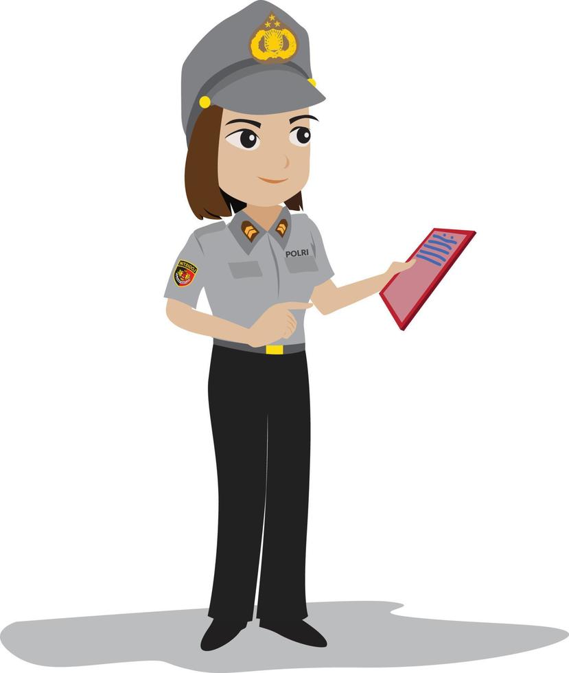 Vector Illustration of Indonesian Police Holding a File.eps