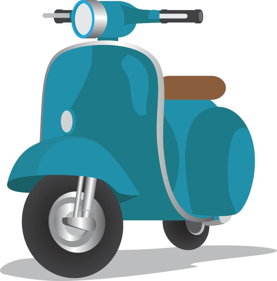 Ilustración de vector de moto scooter de color azul.eps