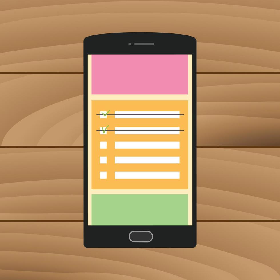 reminder checklist to do on the smartphone sticky notes vector graphic illustration