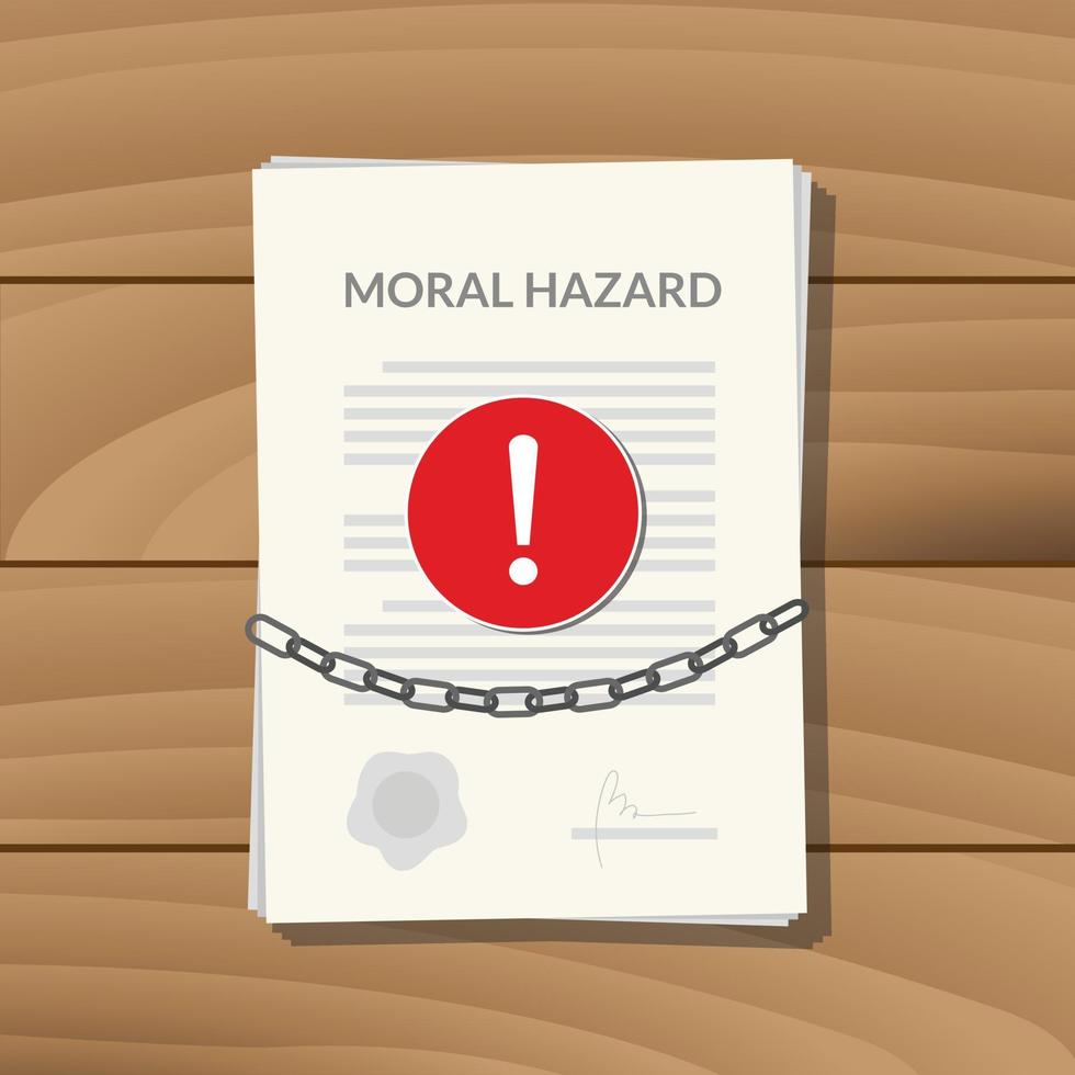 moral hazard with paper chain and alert sign vector