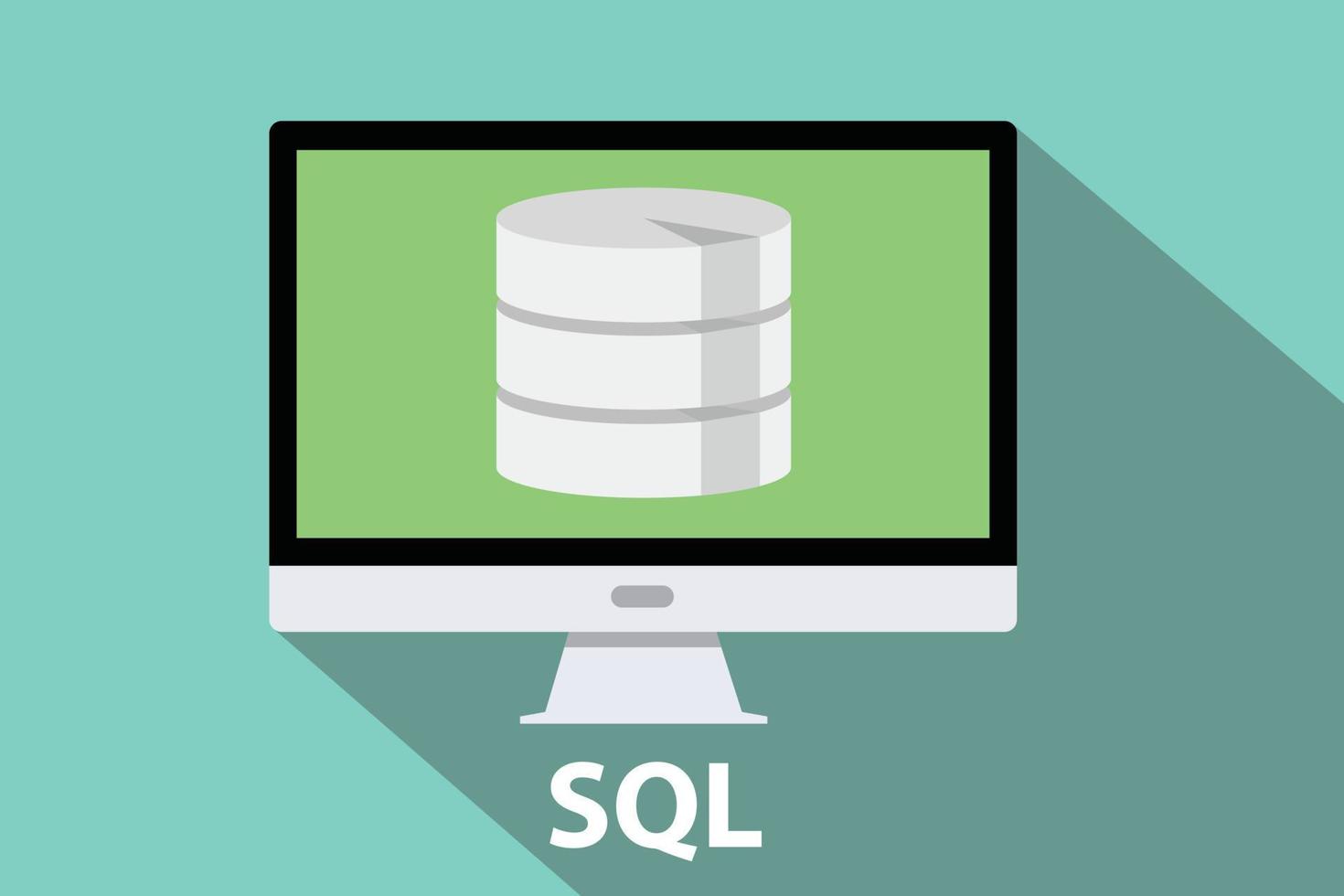 sql database computer flat long shadow vector