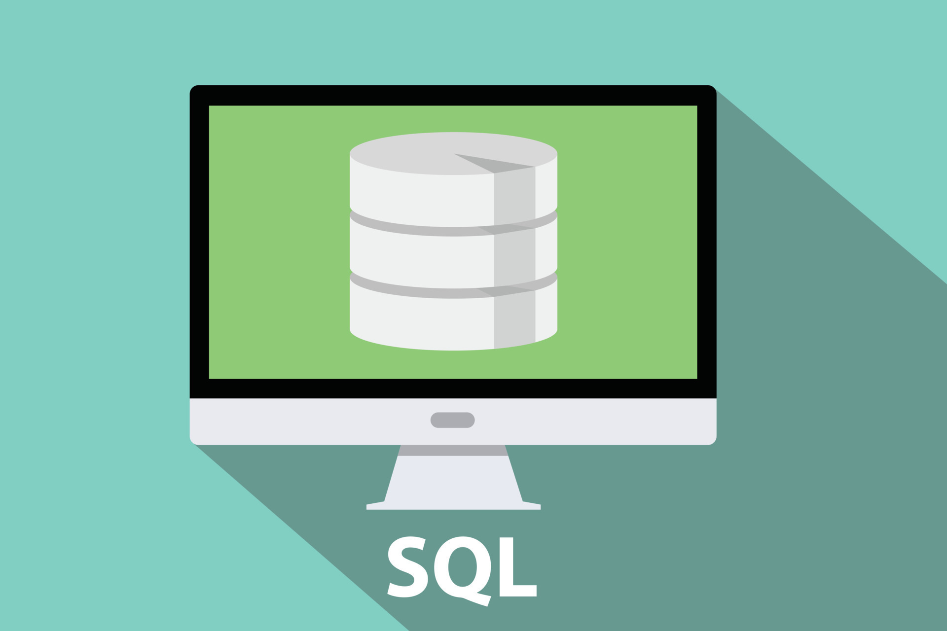 sql database computer flat long shadow vector 15616019 Vector Art at ...