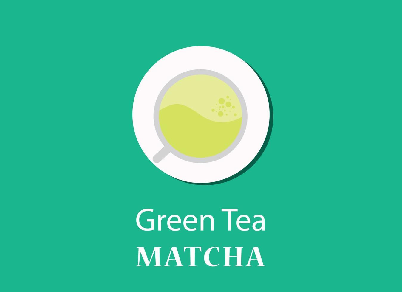 ilustración del concepto de matcha de té verde con un vaso de té vista desde el vector superior