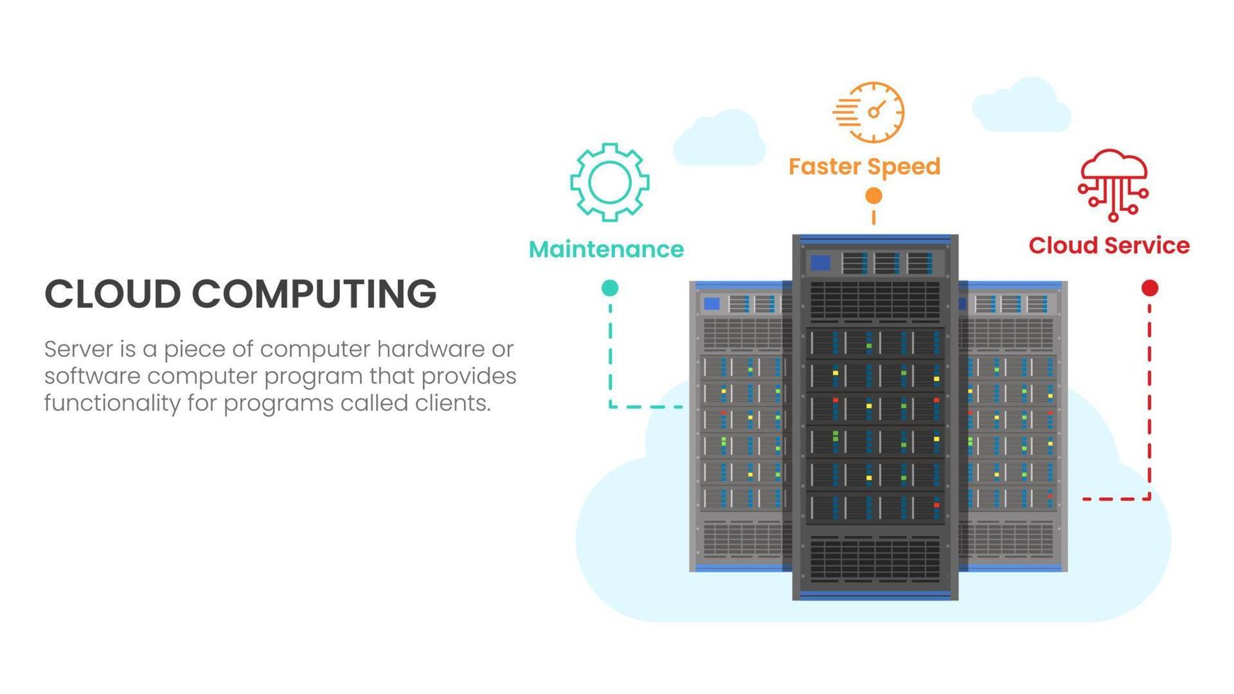 server database cloud computing infographic concept for slide presentation with 3 point list vector