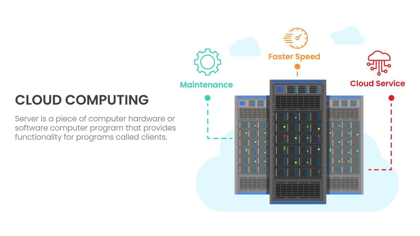 concepto infográfico de computación en la nube de la base de datos del servidor para la presentación de diapositivas con una lista de 3 puntos vector