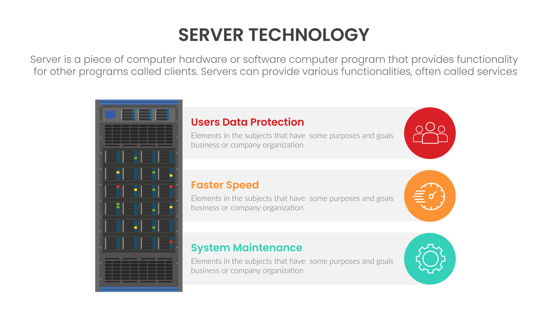 server database infographic concept for slide presentation with 3 point