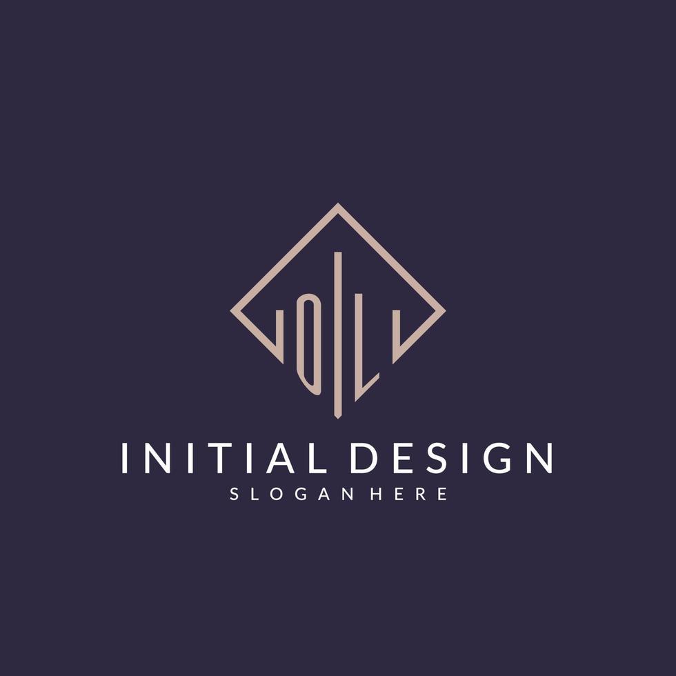 OL initial monogram logo with rectangle style design vector