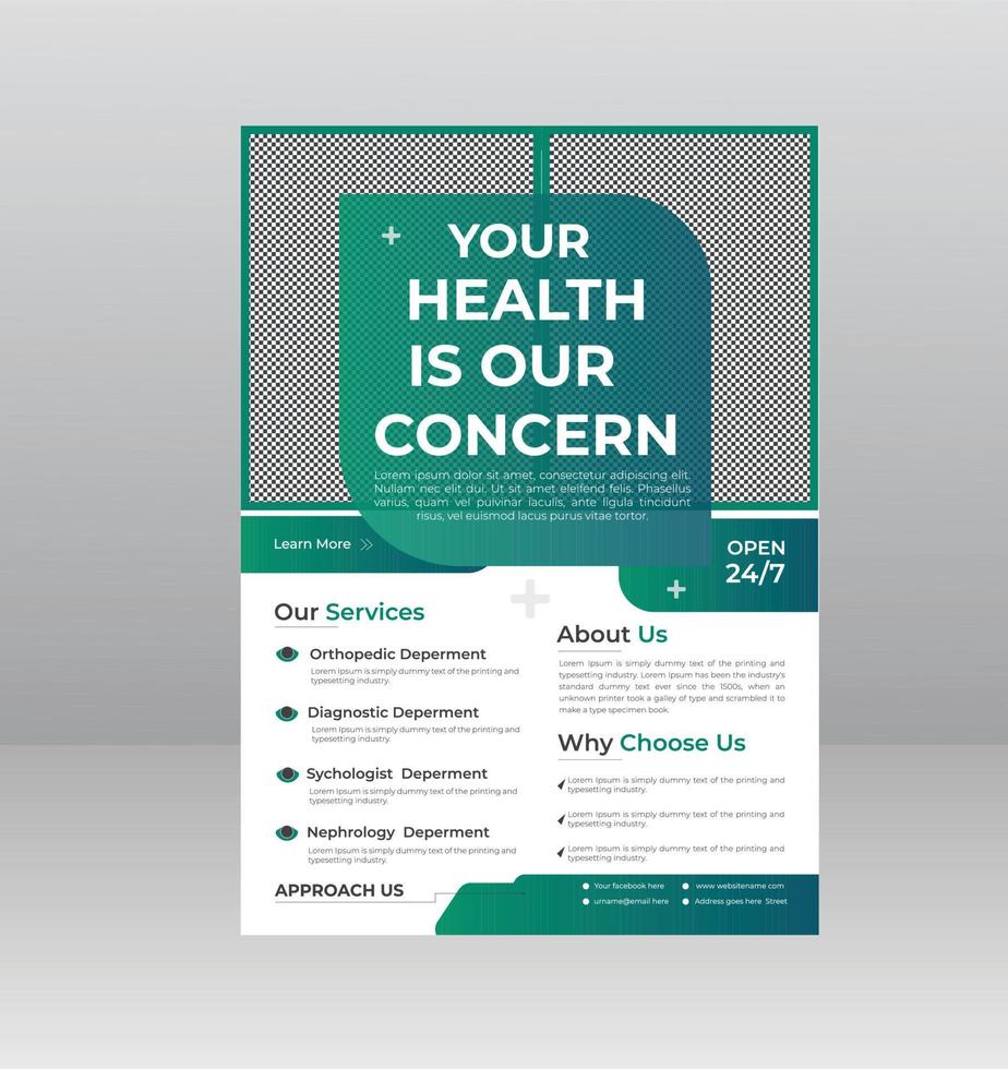 Medical healthcare flyer design template vector