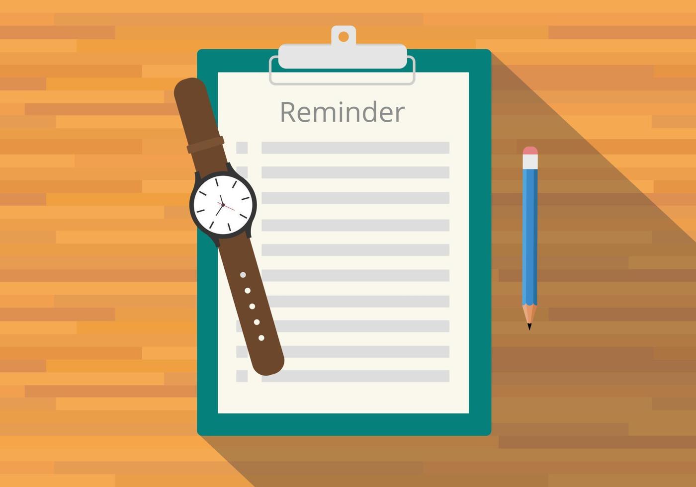 checklist clipboard reminder watch pencil flat vector