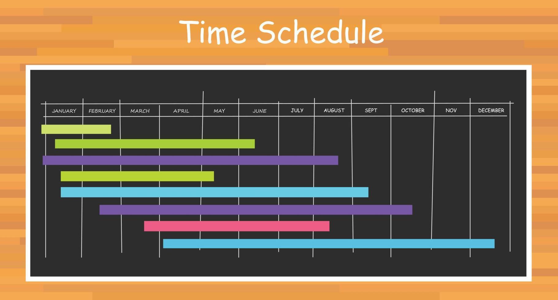 project timeline schedule month bar with blackboard board vector