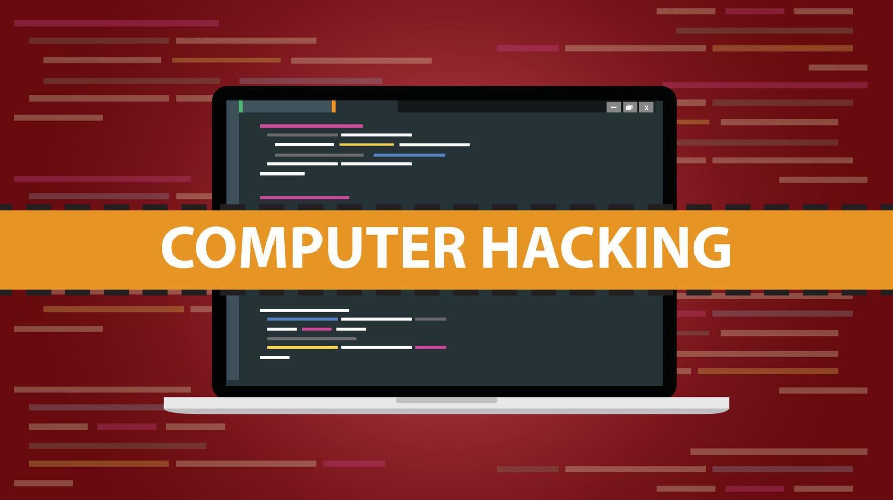 computer hacking concept with code script programming on laptop vector illustration