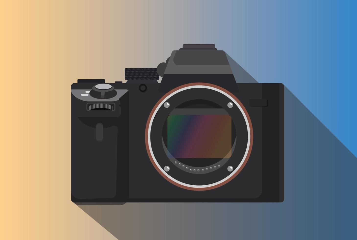 a mirrorless camera isolated with long shadow body only without lens vector graphic illustration