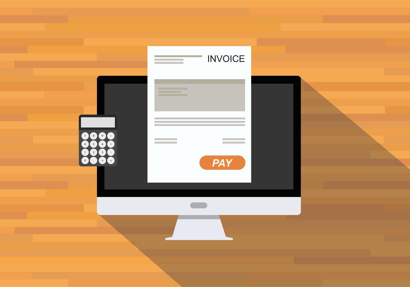 online digital invoices calculator document computer flat shadow vector