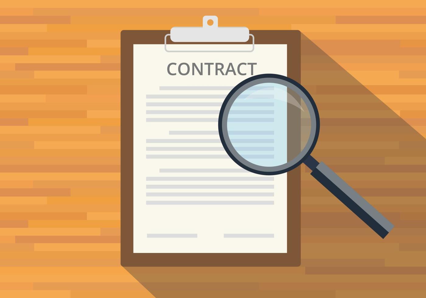 read full contract on clipboard use magnifying glass vector
