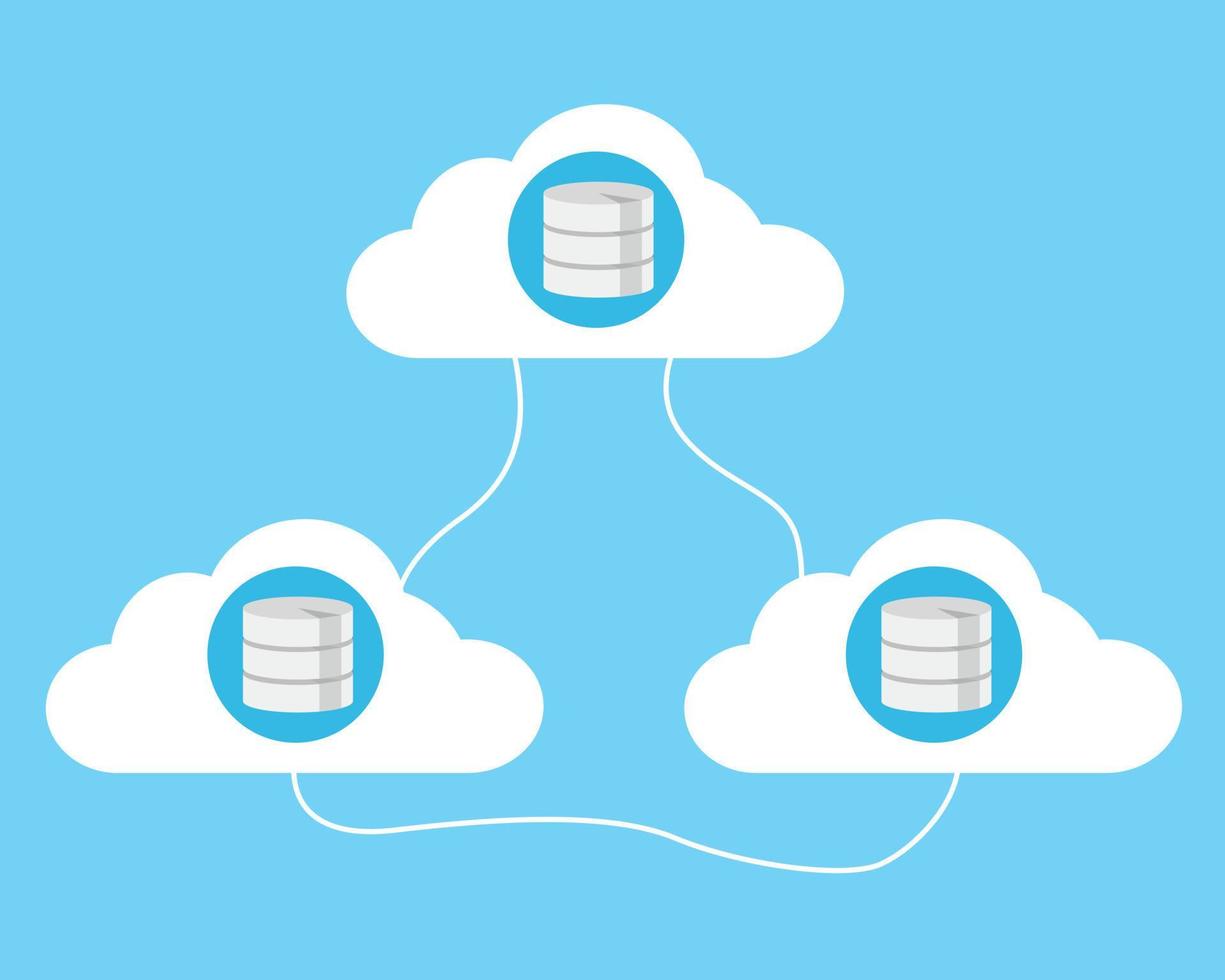 cloud computing conectar concepto base de datos vector plano