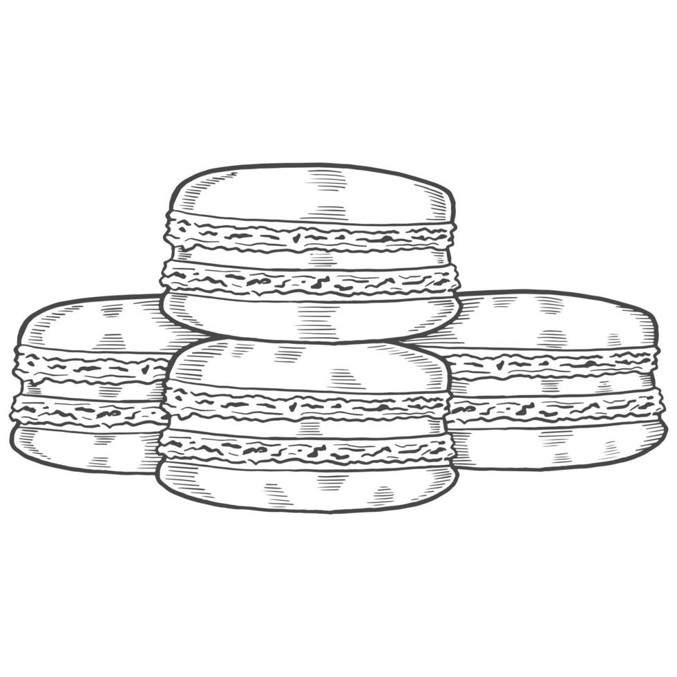 macaron france dessert snack isolated doodle hand drawn sketch with outline style vector illustration