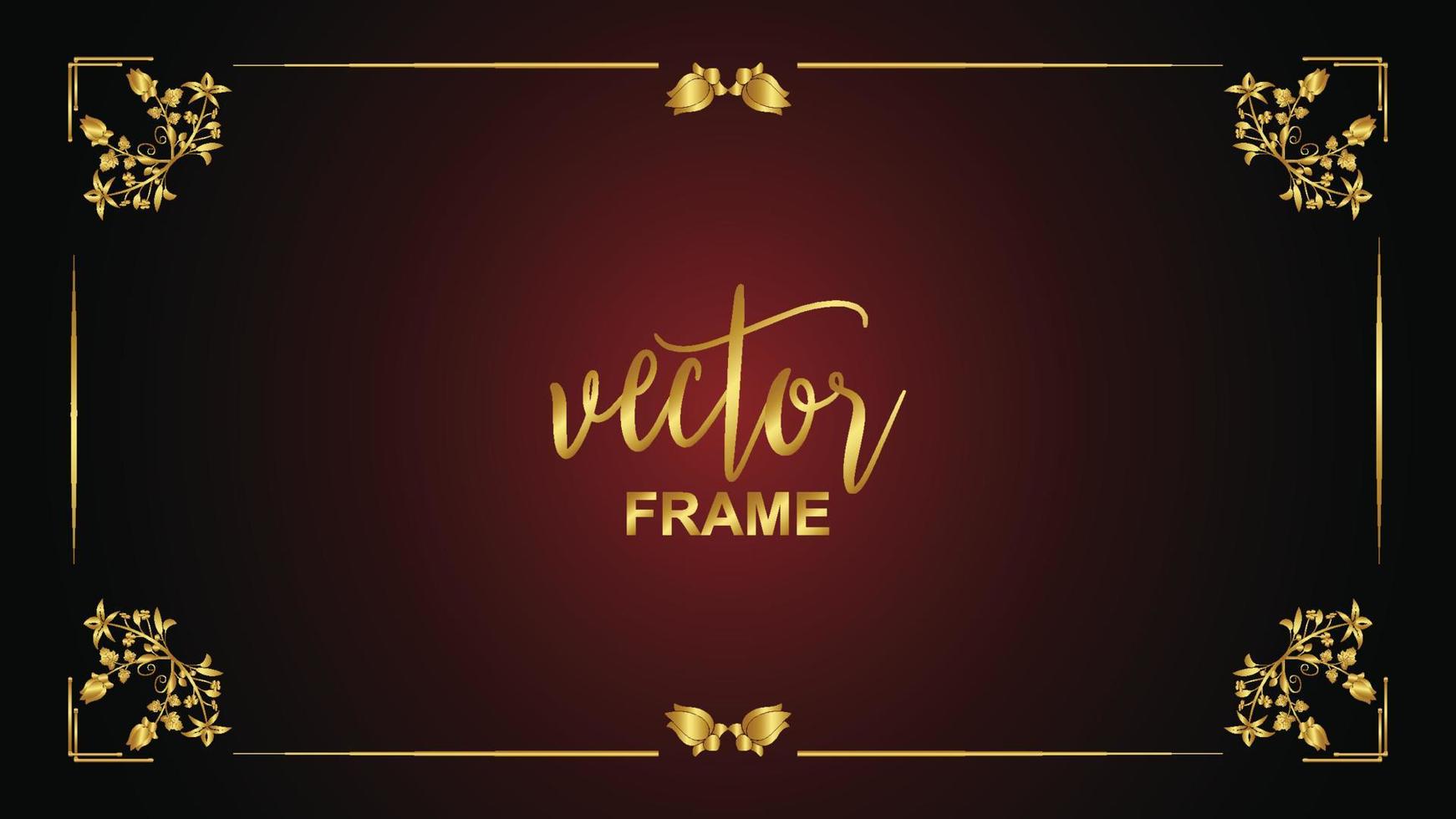 nuevo marco de vector de adorno de florecimiento vintage dorado
