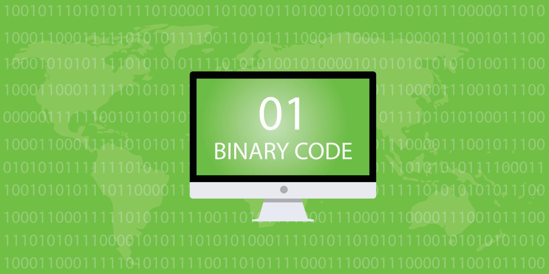 computadora de escritorio de código binario y número 01 10 vector
