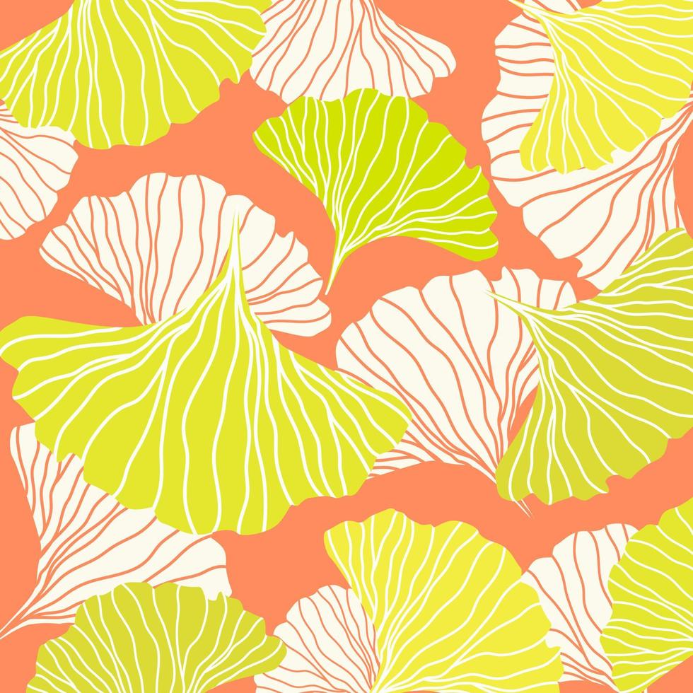 Colorful trendy abstract square art templates with Ginkgo biloba leaf background design. Nature leaves outline design for various textiles and the design of medical cosmetics. Vector illustration.