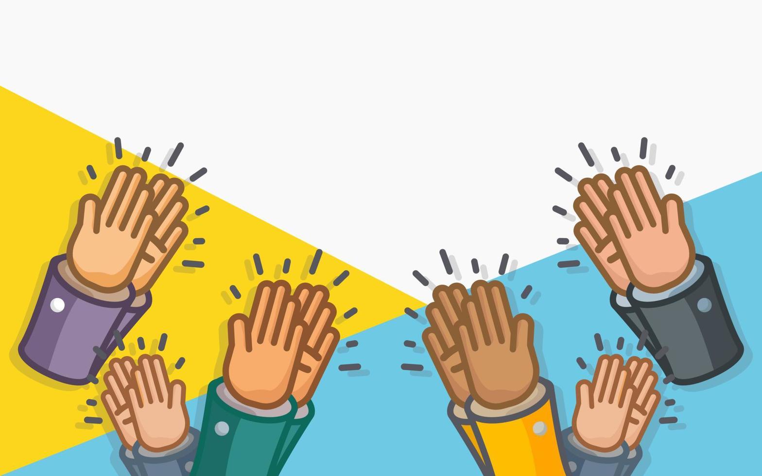 People applaud. Human hands clapping ovation. Businessman hands clapping. Flat cartoon business success concept design. Vector illustration