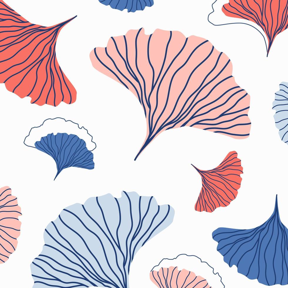 Trendy abstract square art templates with Ginkgo biloba leaf background design. Nature leaves outline design for various textiles and the design of medical cosmetics. Vector illustration.