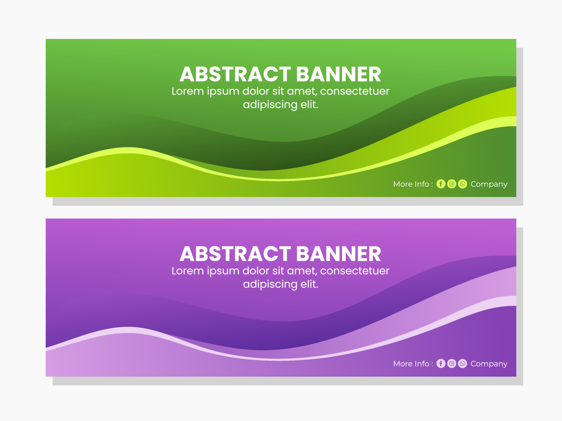 Abstract colored green and purple waves banner backgrounds template