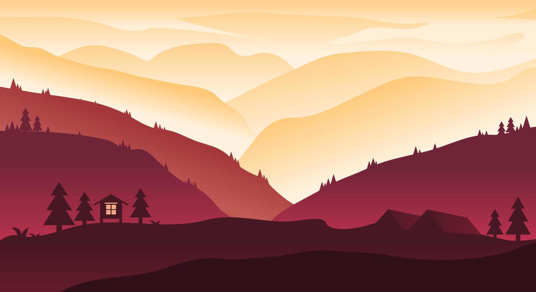 Evening mountain landscape background vector