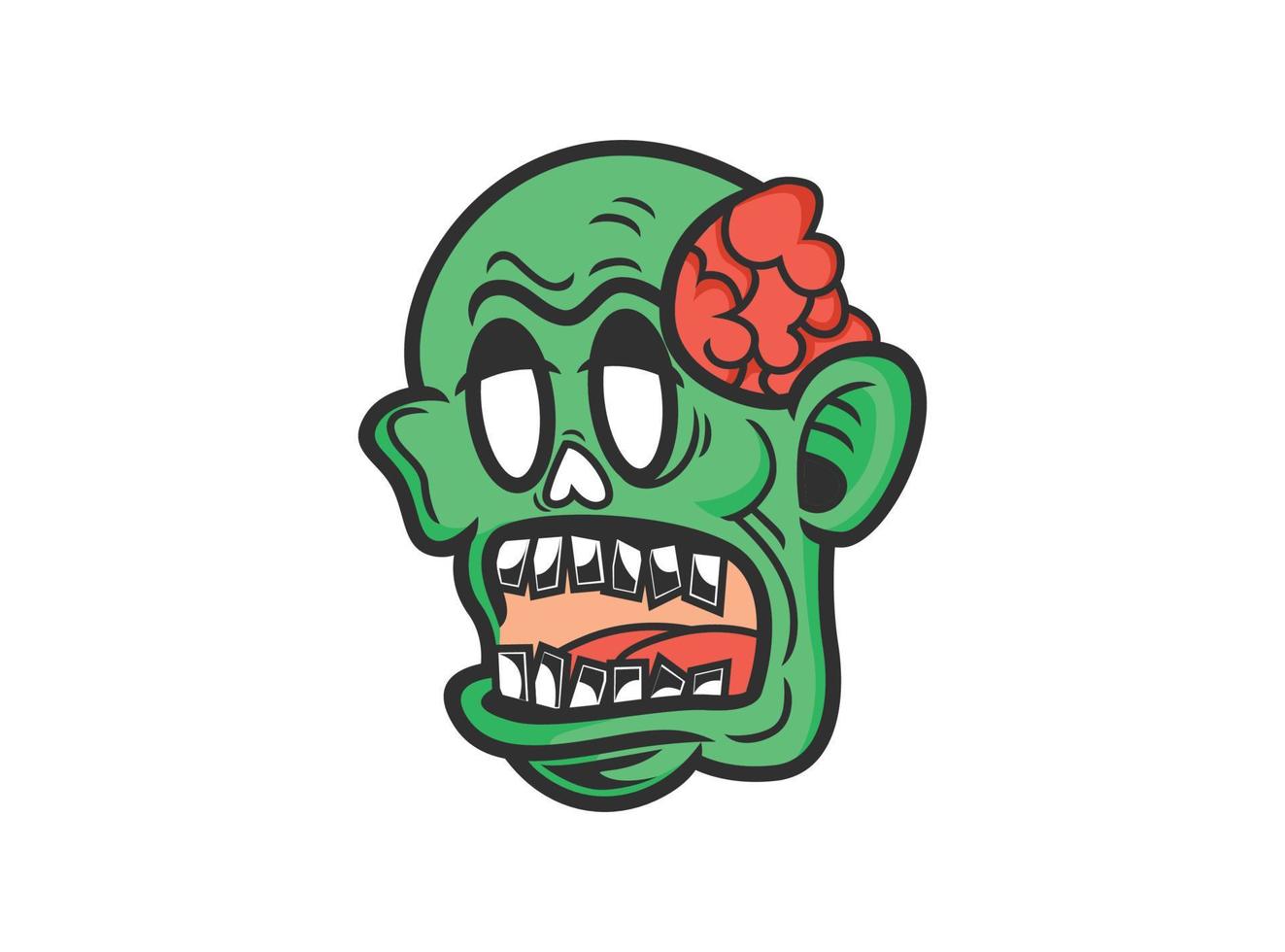 cabeza de zombie sonriente de dibujos animados vector