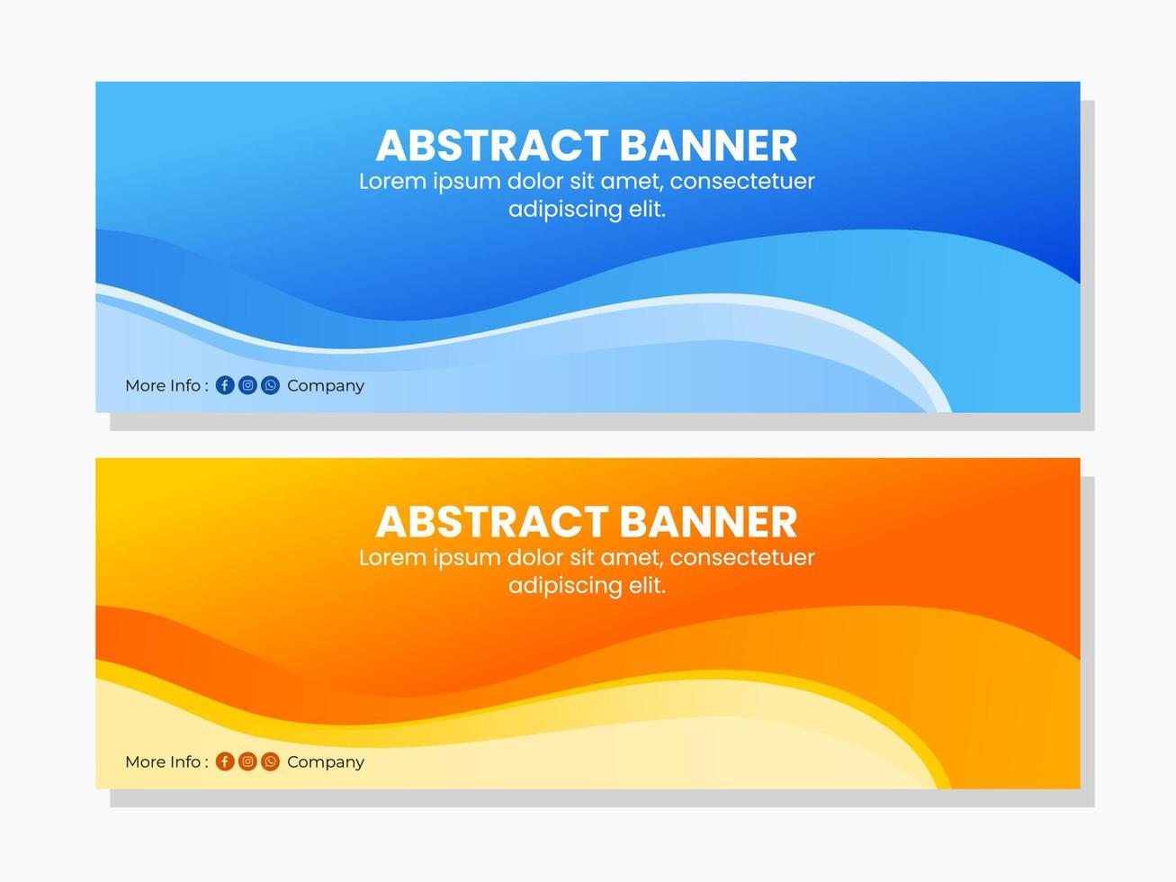 Abstract colored blue and orange waves banner backgrounds template vector