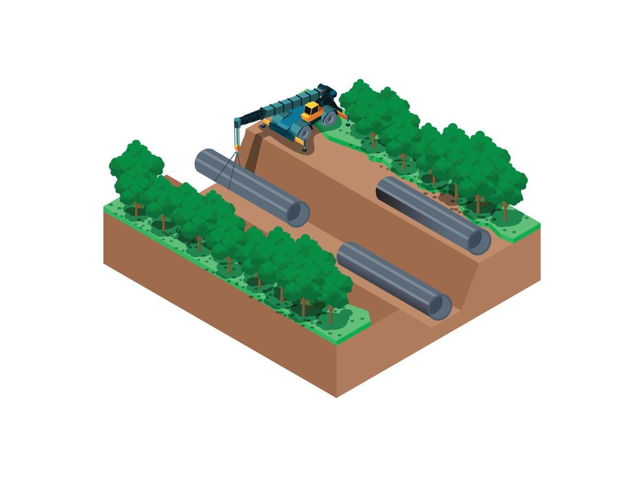 ilustración isométrica de la instalación de tuberías de agua. ilustración isométrica vectorial adecuada para diagramas, infografías y otros activos gráficos vector