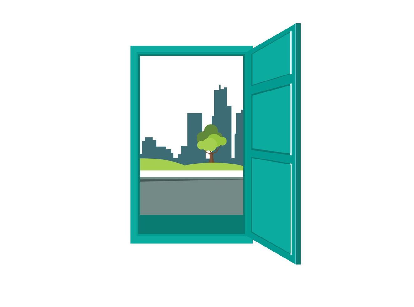 Flat Illustration of a beautiful view when opening doors and windows. Illustration Suitable for Diagrams, Infographics, And Other Graphic assets vector