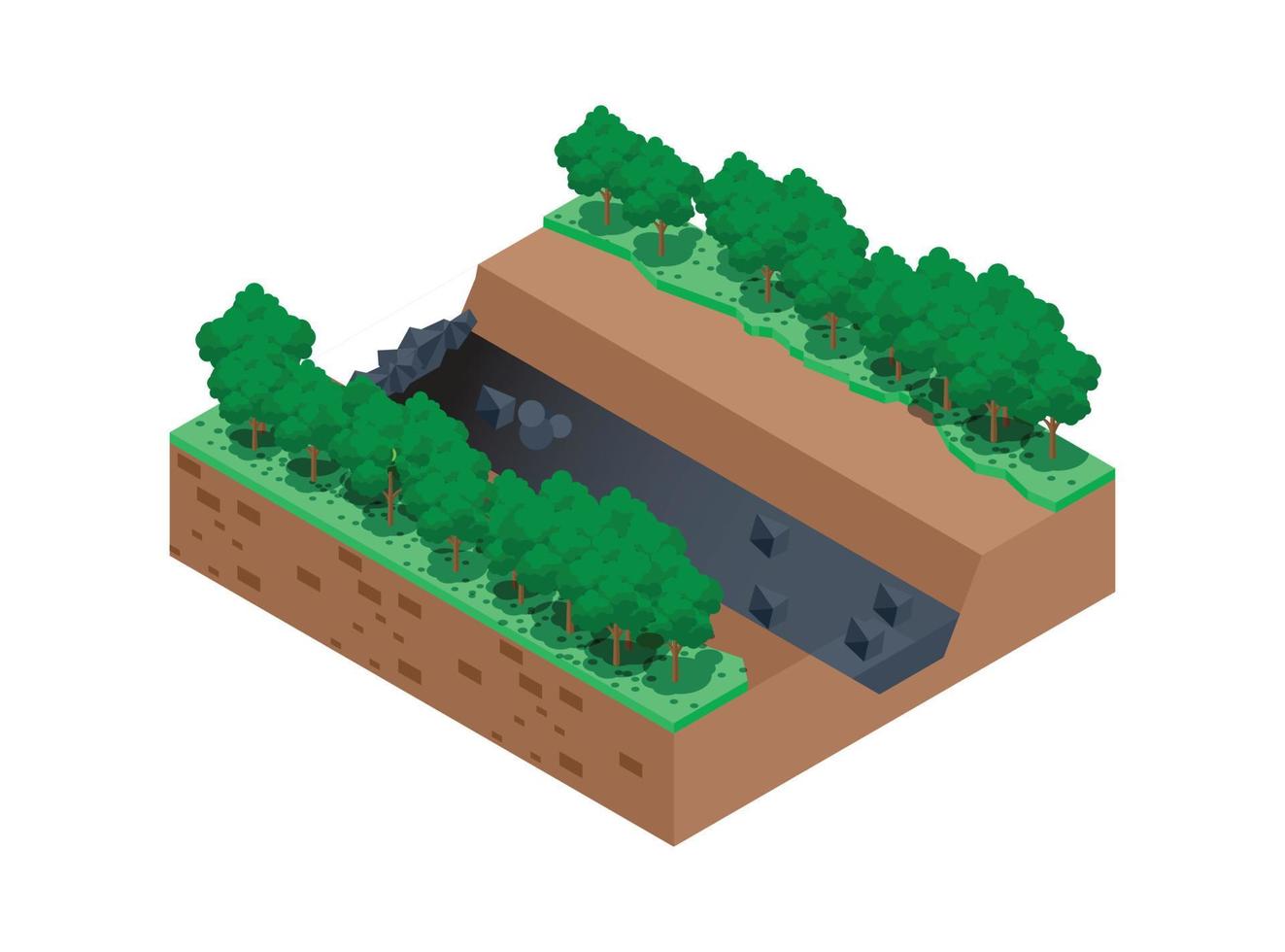 contaminación isométrica del medio ambiente y contaminación del agua. ilustración isométrica vectorial adecuada para diagramas, infografías y otros activos gráficos vector