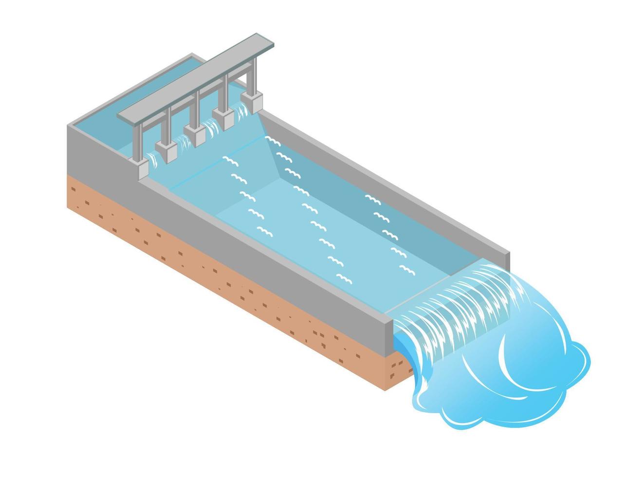 ilustración isométrica del generador hidroeléctrico. ilustración isométrica vectorial adecuada para diagramas, infografías y otros activos gráficos vector