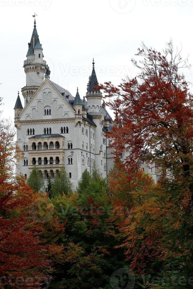 castillo de neuschwanstein, palacio, alemania en la temporada de otoño con colores foto