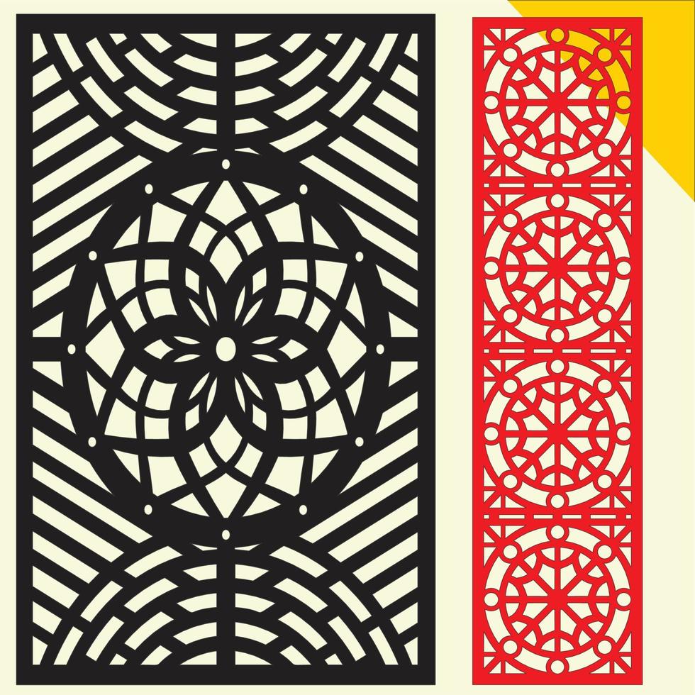Conjunto de patrón de panel de pared decorativo de corte láser grande diseño jali, corte de máquina de acrílico y cnc. ornamento abstracto, patrón geométrico, clásico, oriental, vector