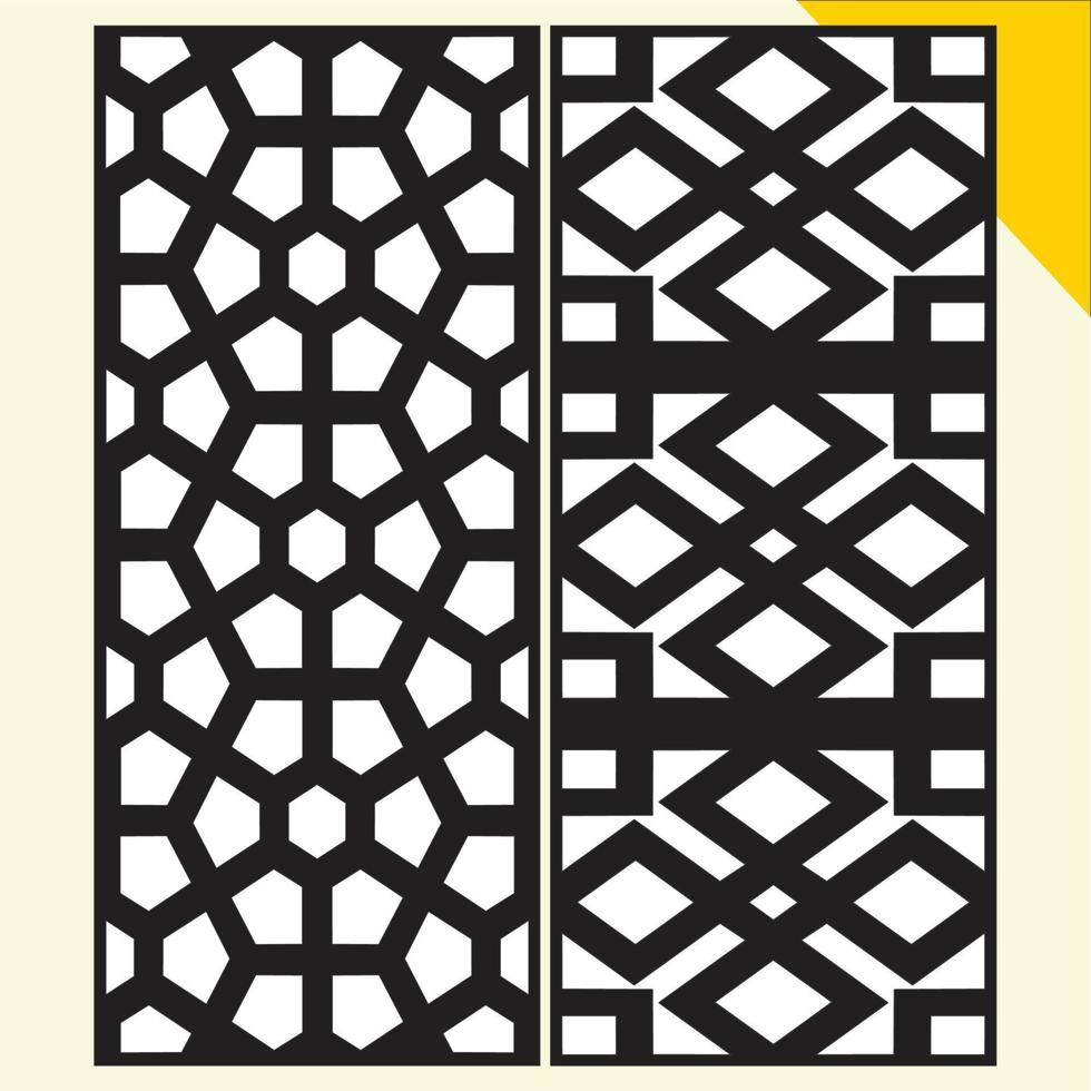 Big laser cut decorative wall panel pattern set Jali design,acrylic and CNC machine cutting.Abstract ornament, geometric, classic, oriental pattern, floral and plant motifs.Round abstract geometric vector
